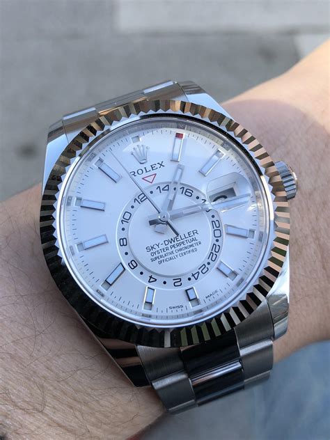 rolex sky dweller white dial review|rolex sky dweller white face.